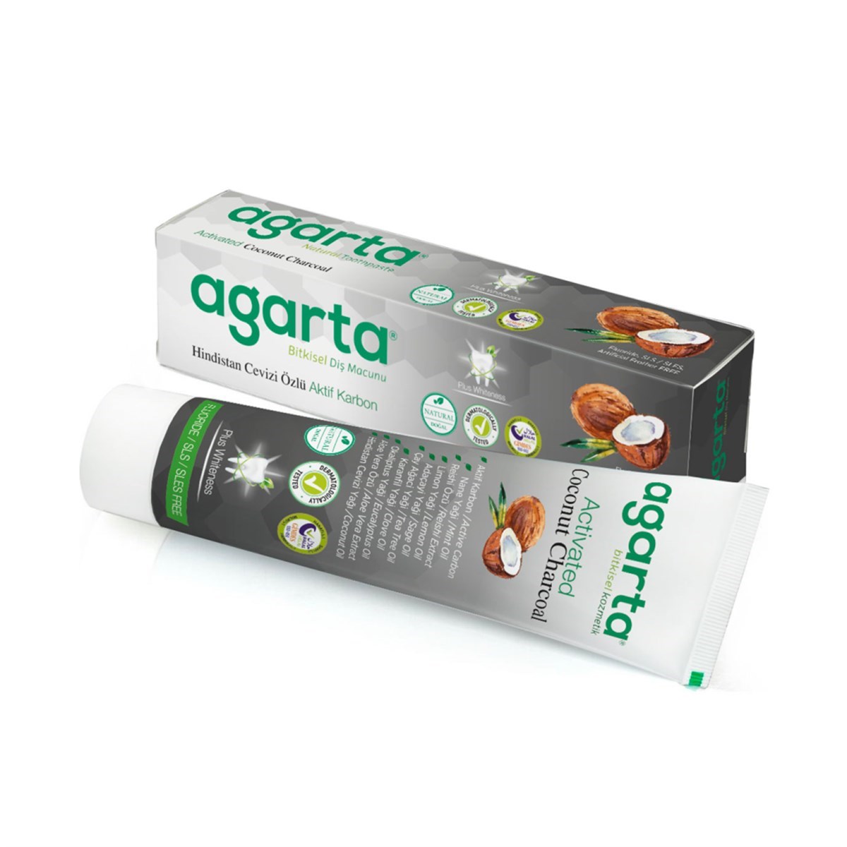 Agarta Doğal Hindistan Cevizi Özlü Aktif Karbon Diş Macunu 100 ml
