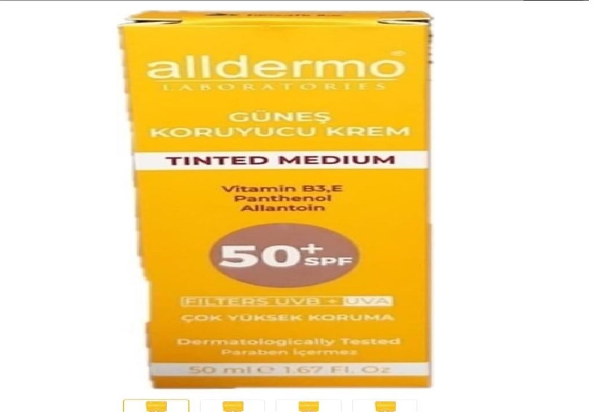 Alldermo SPF 50+ Tinded Medium Güneş Koruyucu Krem 50 ml Tüp