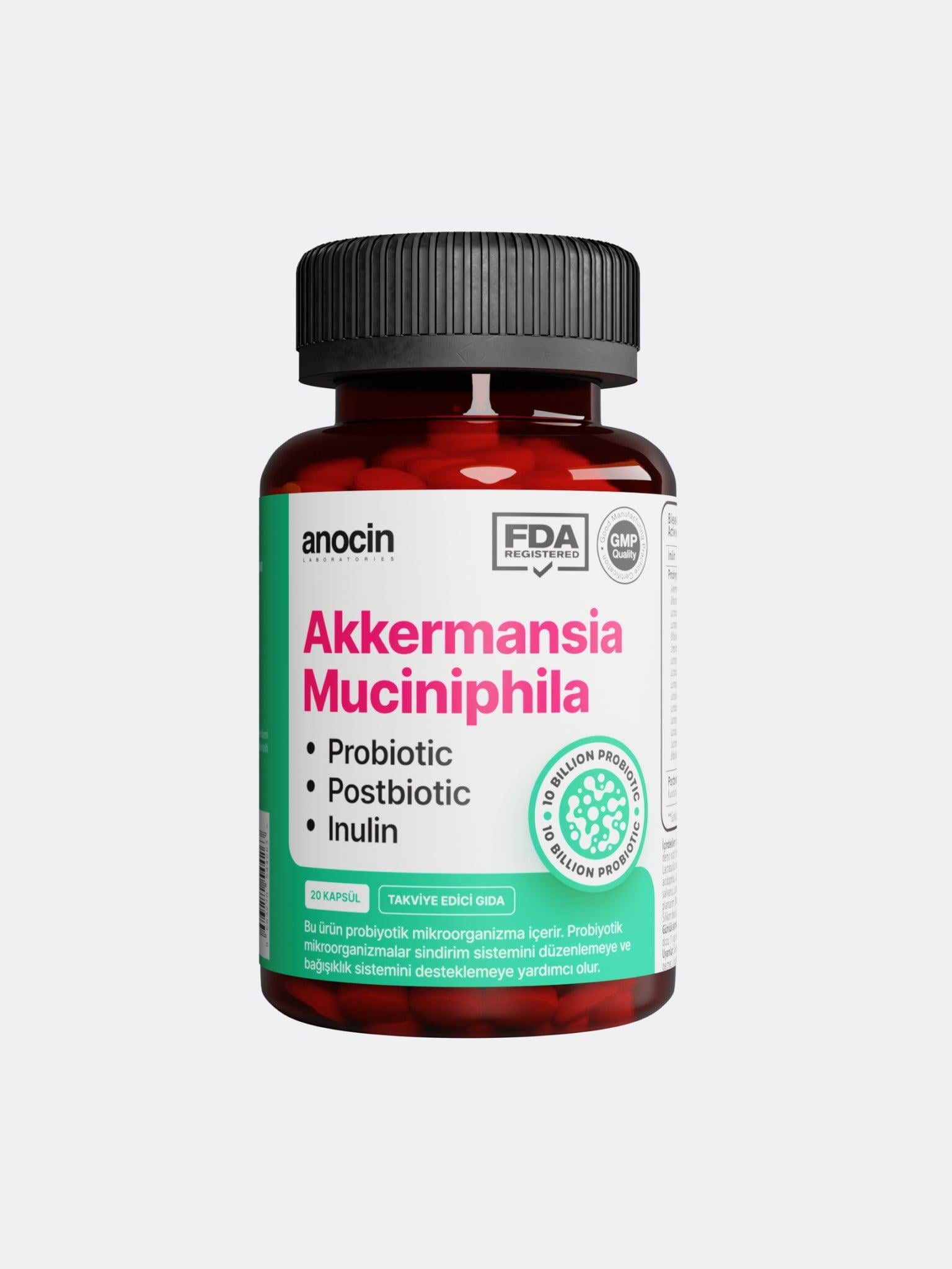 Anocin Akkermansia Muciniphila Probiyotik + Prebiyotik + Postbiyotik + İnulin 20 Tablet-Anocin