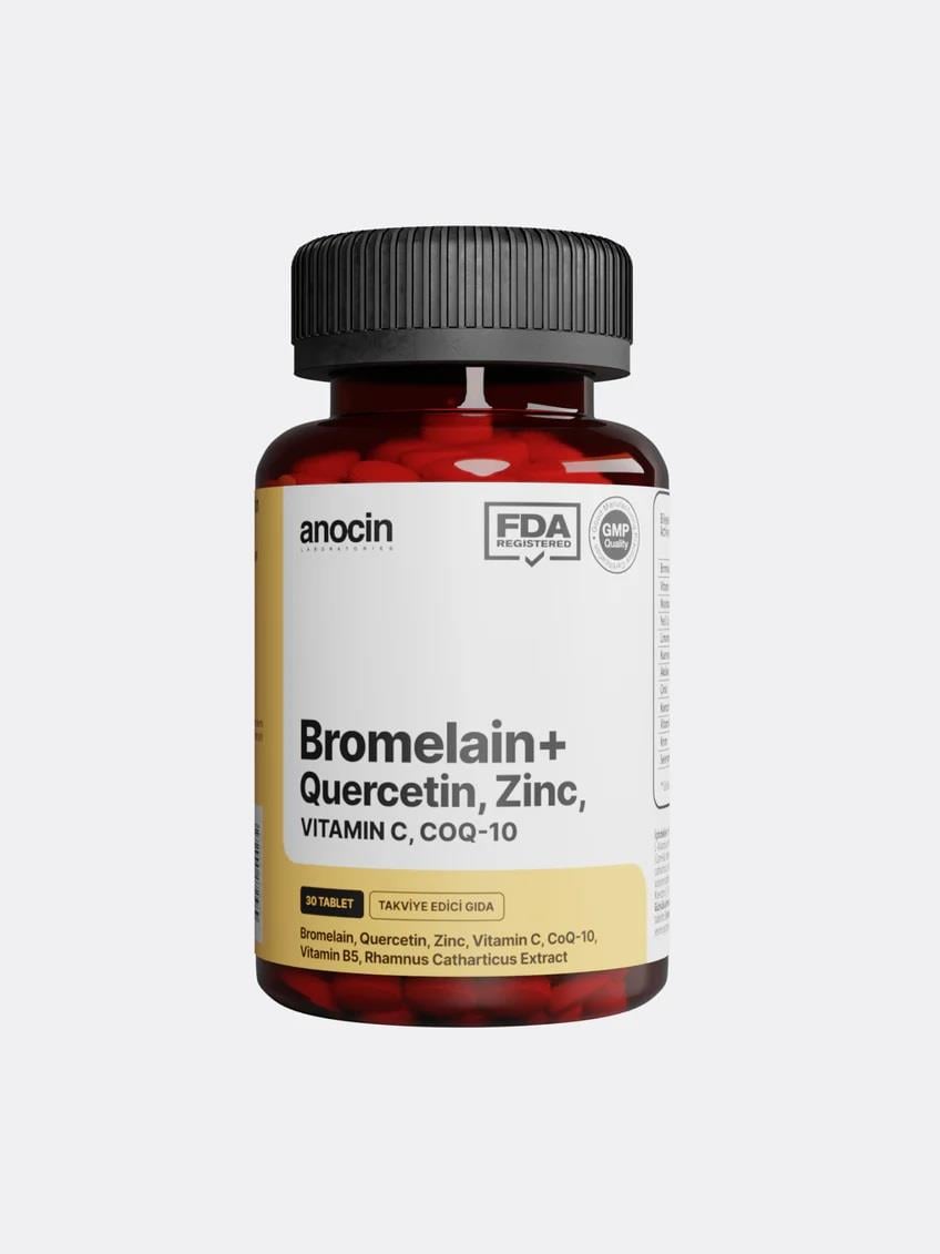 Anocin Bromelain Ananas + Quercetin + Zinc + Coq-10 + Vitamin C Süper Bromelain Formül 30 Tablet-Anocin