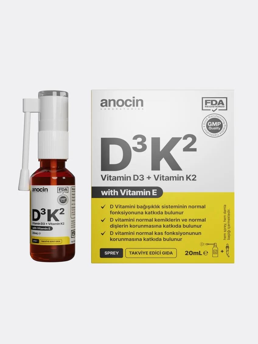 Anocin Vitamin D3 K2 Vitamin E 1000 IU 2M mcg Damla 20 ml-Anocin
