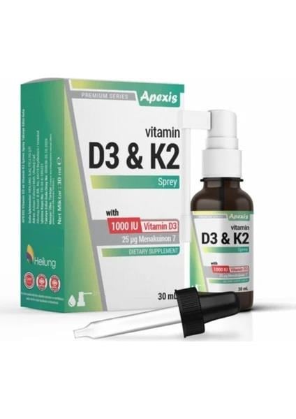 Apexis Vitamin D3 & K2 Takviye Edici Gıda Sprey 30 ml-Apexis