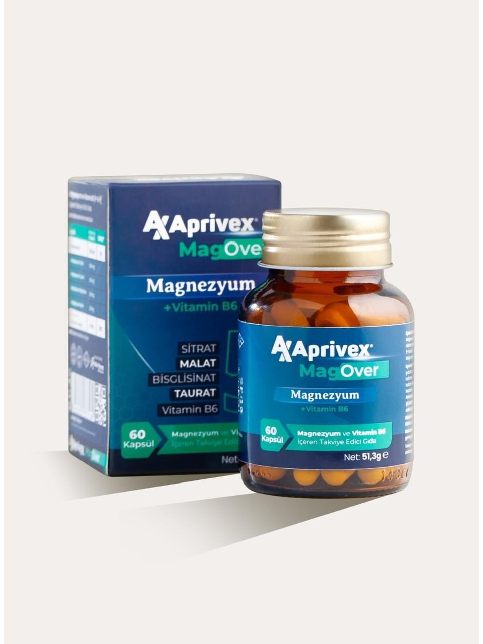 Aprivex Magover Magnezyum + Vitamin B6 60 Kapsül-Aprivex