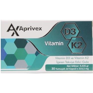 Aprivex Vitamin D3 + K2 Yumuşak 30 Kapsül-Aprivex