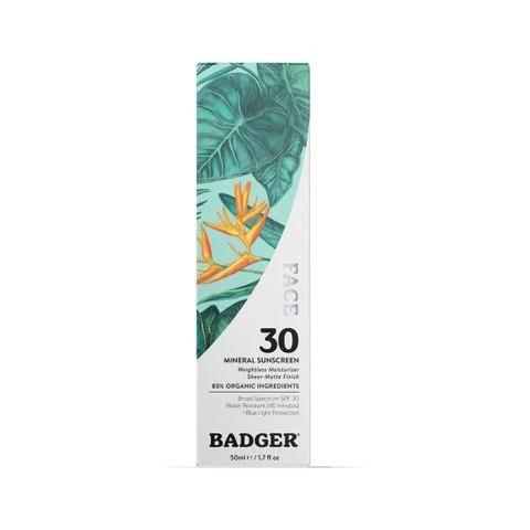 Badger Organik Yüz Güneş Kremi Mavi Işık Korumalı Doğal Mat Bitiş Mineral Filtre SPF30 50 ml-Badger
