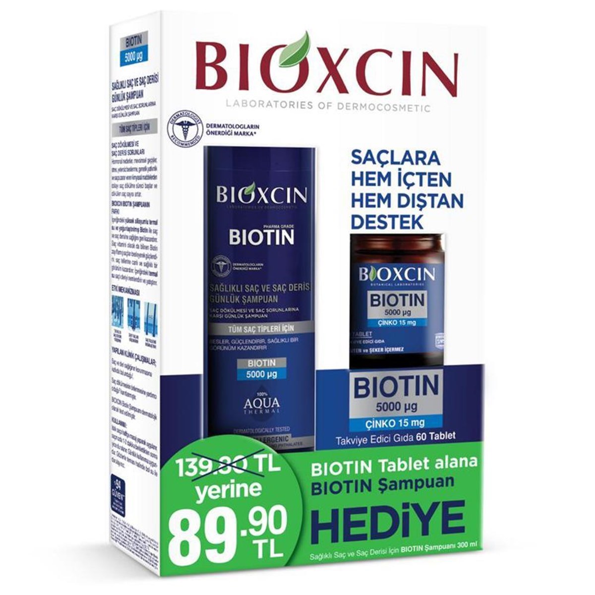 Bioxcin Biotin 5000 Mg 60 Tablet + Biotin Şampuan 300 Ml Hediyeli Set