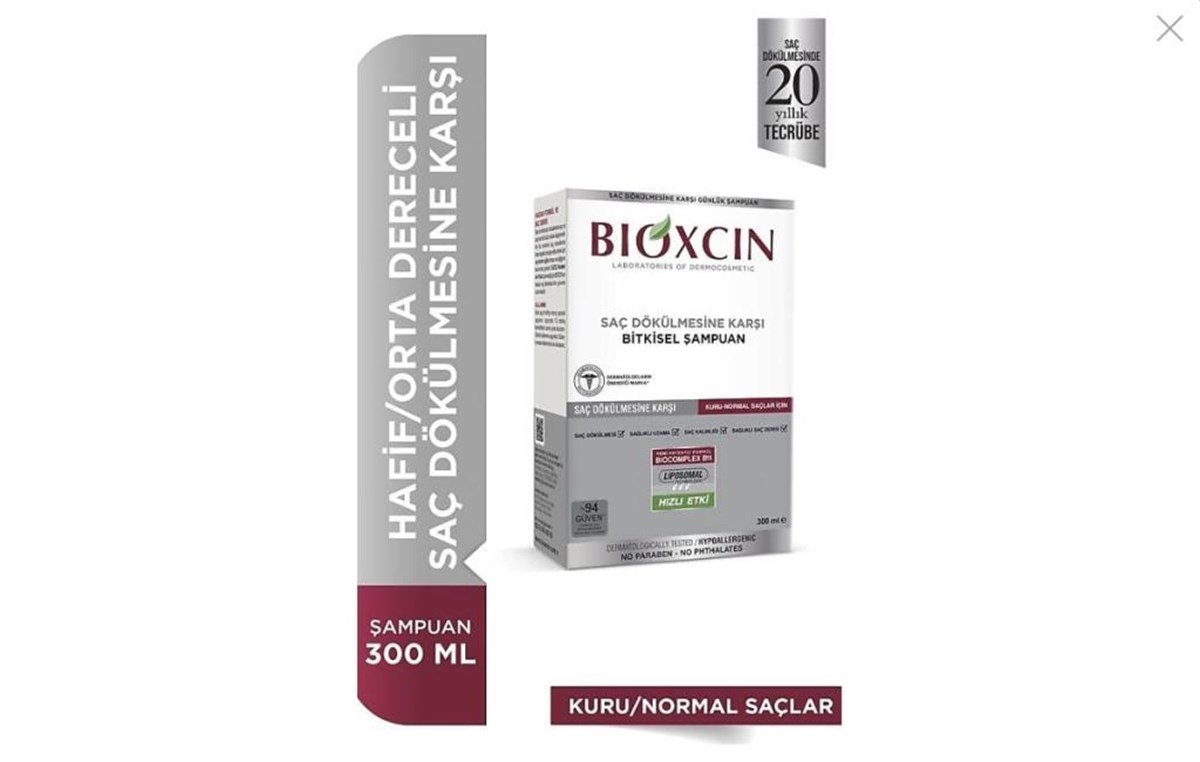 Bioxcin Klasik Saç Dökülmesine Karşı Şampuan 300 ml (Kuru - Normal Saçlar)