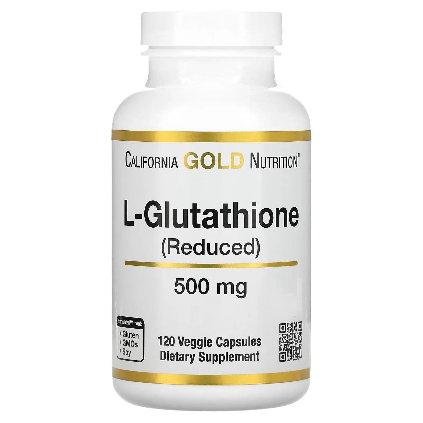 California Gold Nutrition L-Glutathione Reduced 500 mg 120 Veggie Capsules-California Gold Nutrition