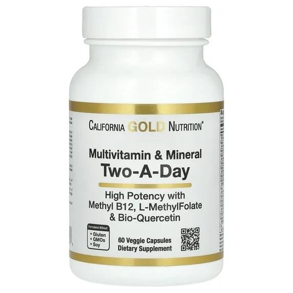 California Gold Nutrition Multivitamin And Mineral Two A Day 60 Veggie Capsules-California Gold Nutrition