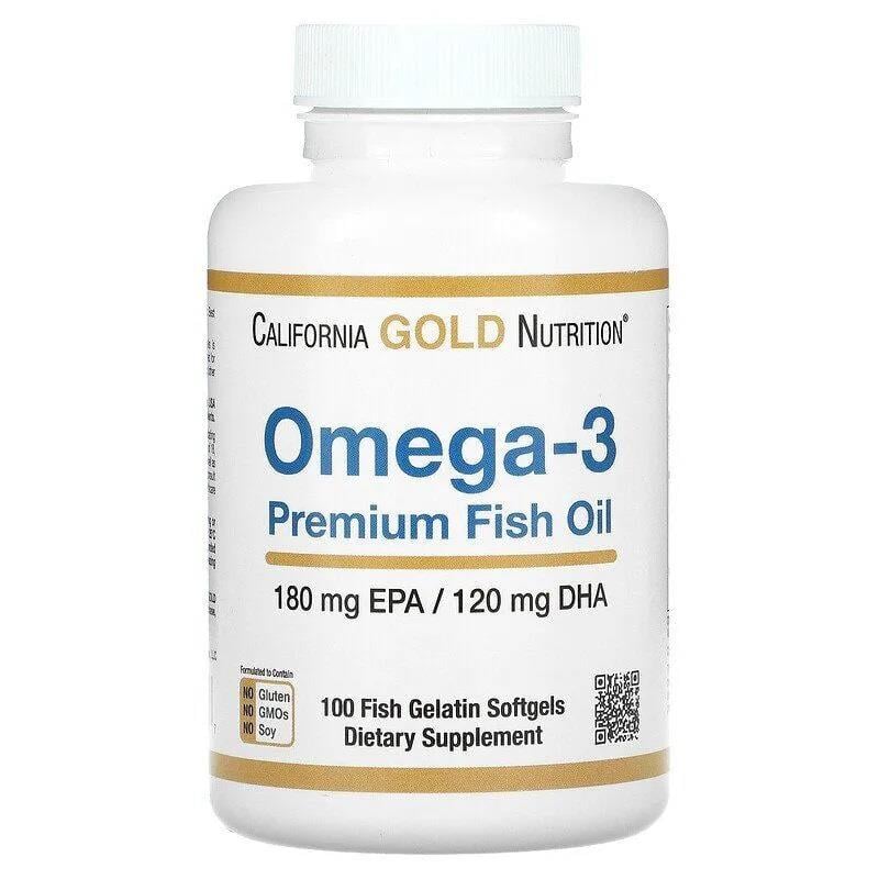 California Gold Nutrition Omega-3 Premium Fish Oil 100 Fish Gelatin Softgels-California Gold Nutrition