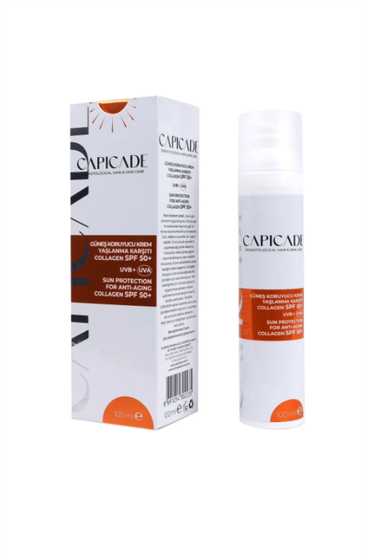Capicade Güneş Koruyucu Krem Yaşlanma Karşıtı Collagen SPF50+ 100 ml-Capıcade