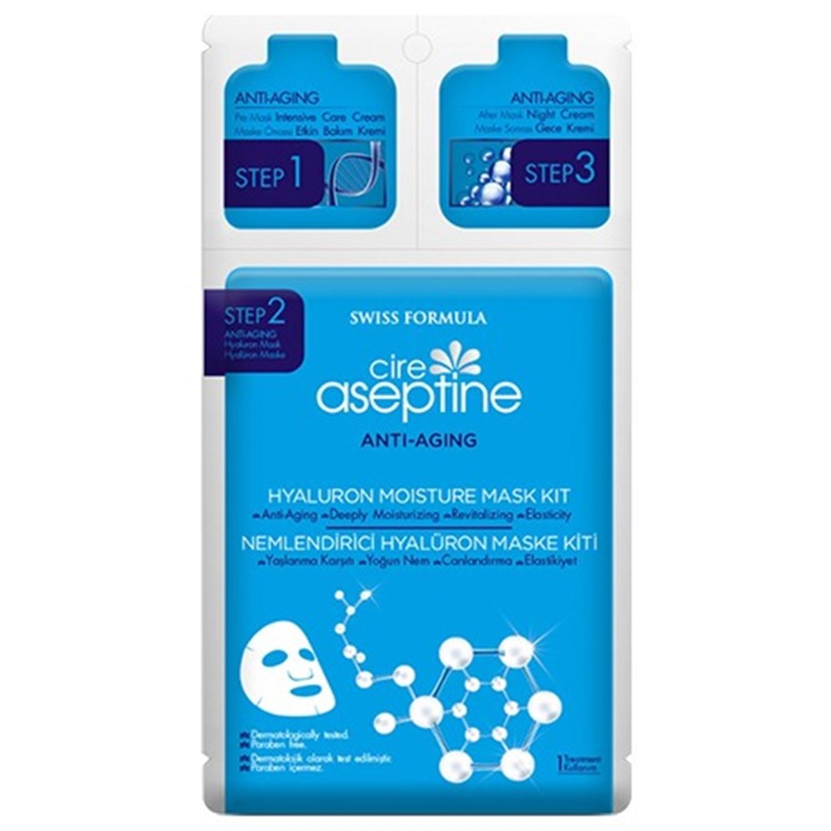 Cire Aseptine Anti Aging Nemlendirici Hyalüron Maske Kiti