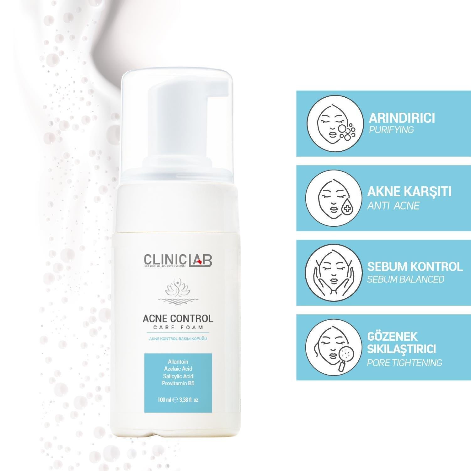 Cliniclab Akne Kontrol Bakım Köpük 100 ml-Cliniclab