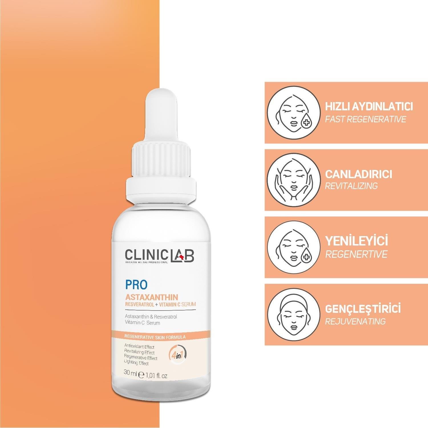Cliniclab Pro+ Astaxanthin & Resveratrol + Vitamin C Serum 30 ml-Cliniclab