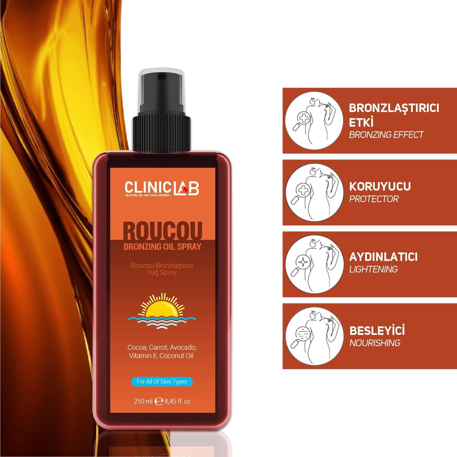 ClinicLab Roucou Bronzlaştırıcı Yağ Sprey 250 ml-Cliniclab