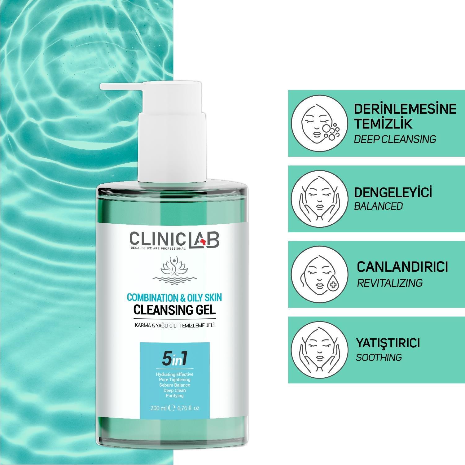 Cliniclab Temizleme Jeli Karma & Yağlı Cilt 200 ml-Cliniclab