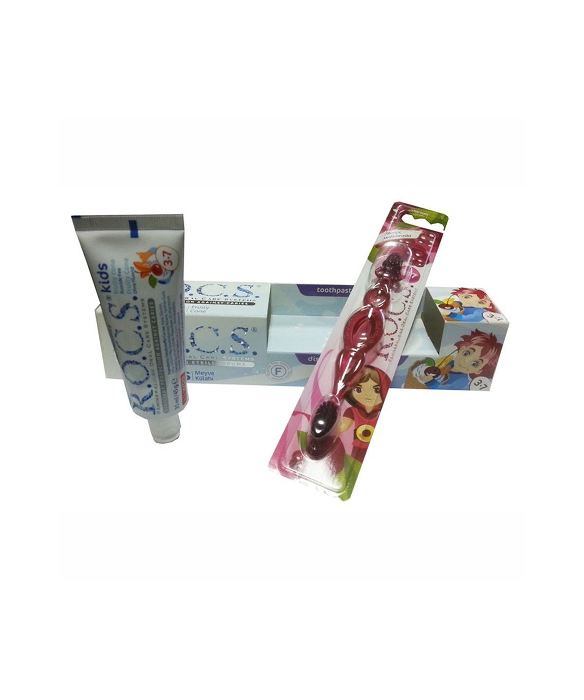 Rocs Kids Meyve Külahı Diş Macunu Ve (3-7 Yaş) Diş Fırçası (Diş Macunu + Fırça Seti)