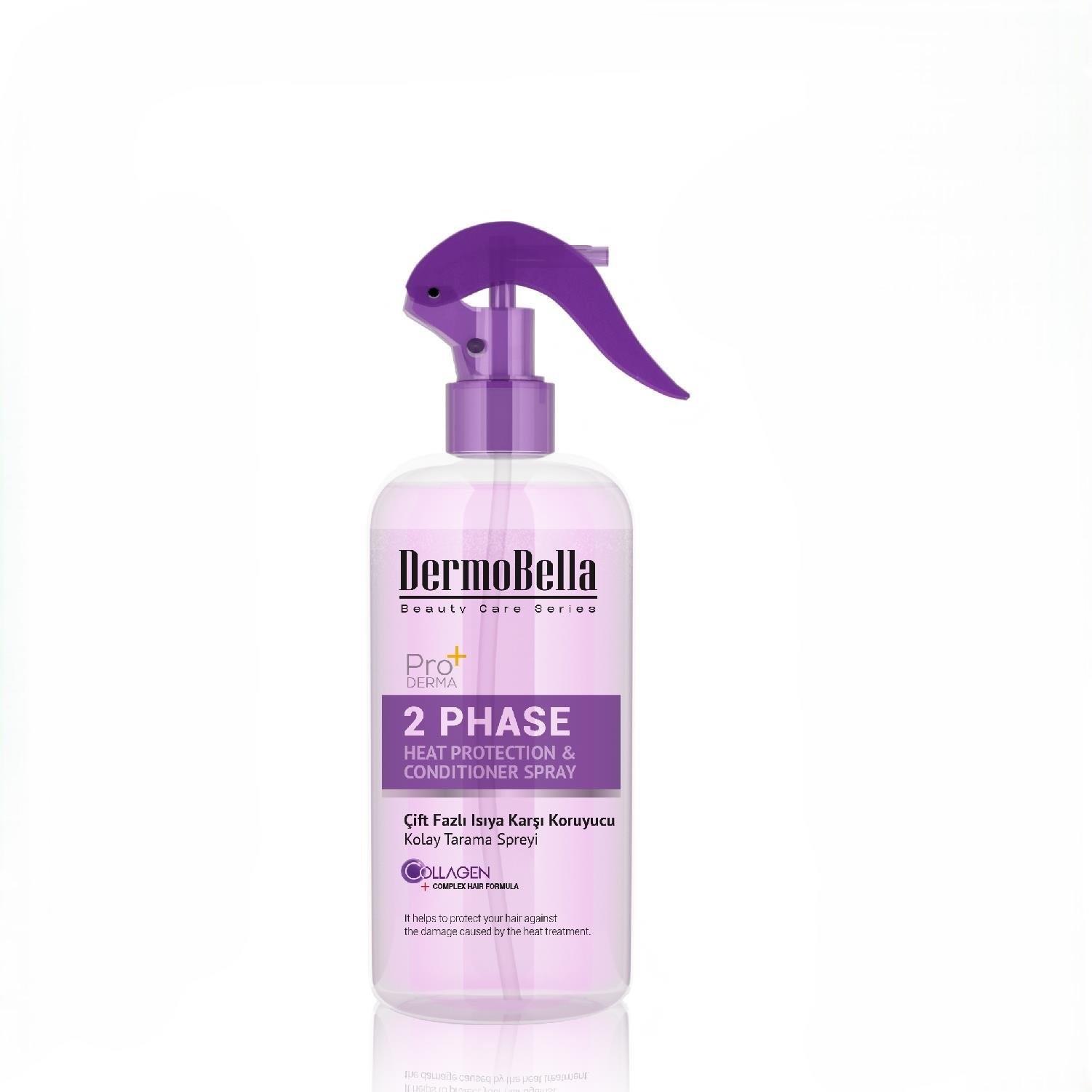 Dermo Bella Pro+ Çift Fazlı Isıya Karşı Koruyucu Kolay Tarama Spreyi 250 ml-DermoBella