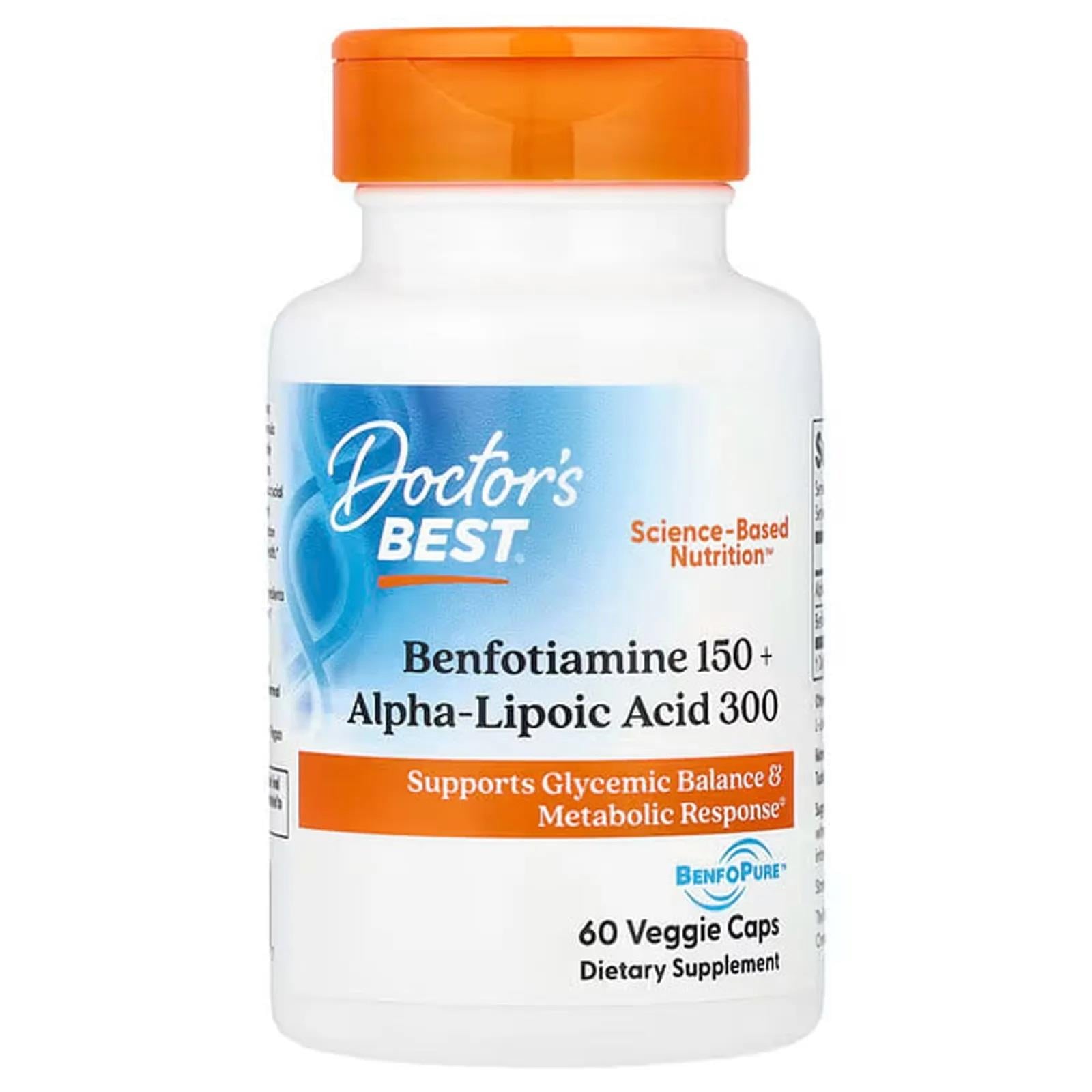 Doctor's Best Benfotiamine 150 Plus 300 Alfolipolic Acid With Benfopure 60 Veggie Capsul-Doctor's Best