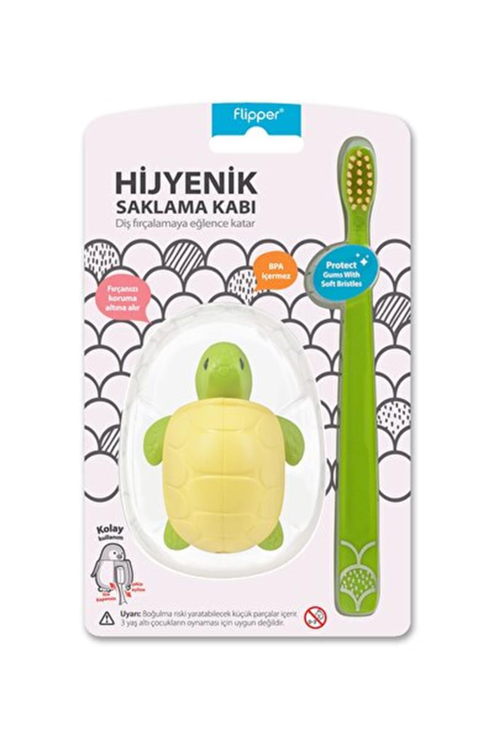Flipper Animals Hijyenik Saklama Kabı + Çocuk Diş Fırçası Seti-Rocs