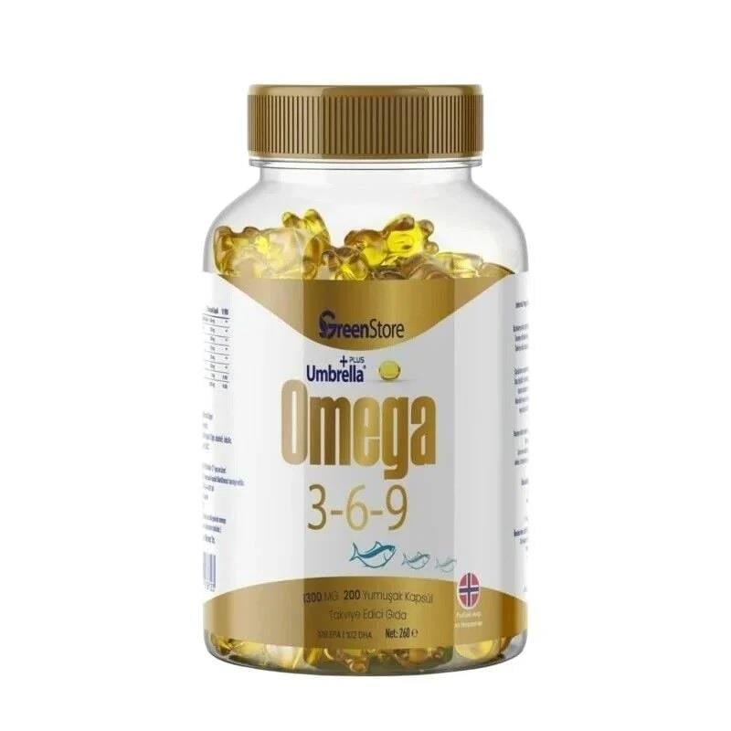 Green Store Umbrella Plus Omega 3-6-9 Norveç Balık Yağı 1300 mg 200 Kapsül-Green Store