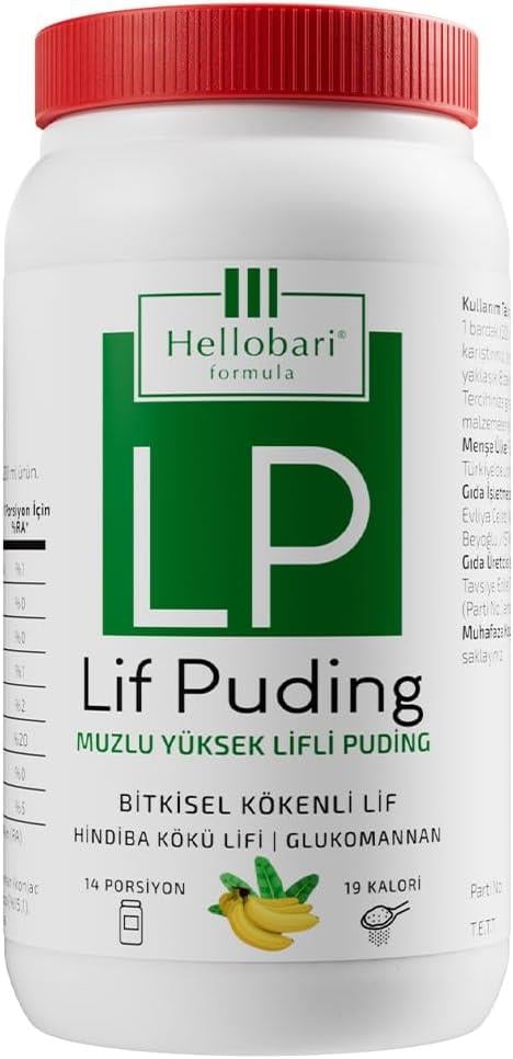 Hellobari Formula Lif Puding Doğal Lif Kaynağı Glukomannan Hindiba Kökü Lifi 14 Porsiyon Muzlu-Hellobari Formula
