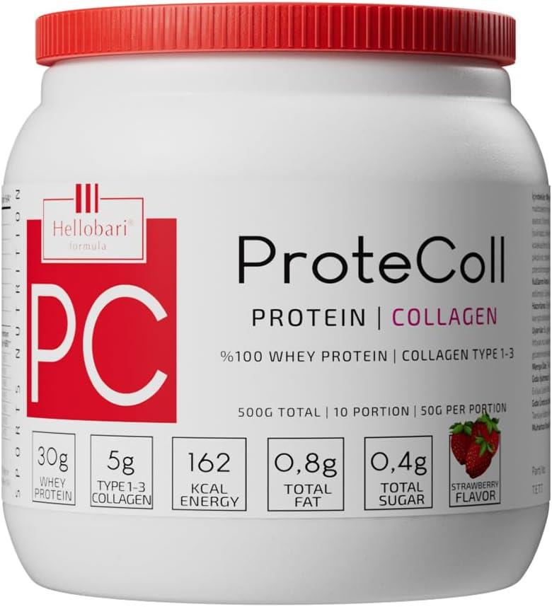 Hellobari Formula Protecoll Whey Protein&Kollajen Çilek Aromalı 10 Porsiyon-Hellobari Formula