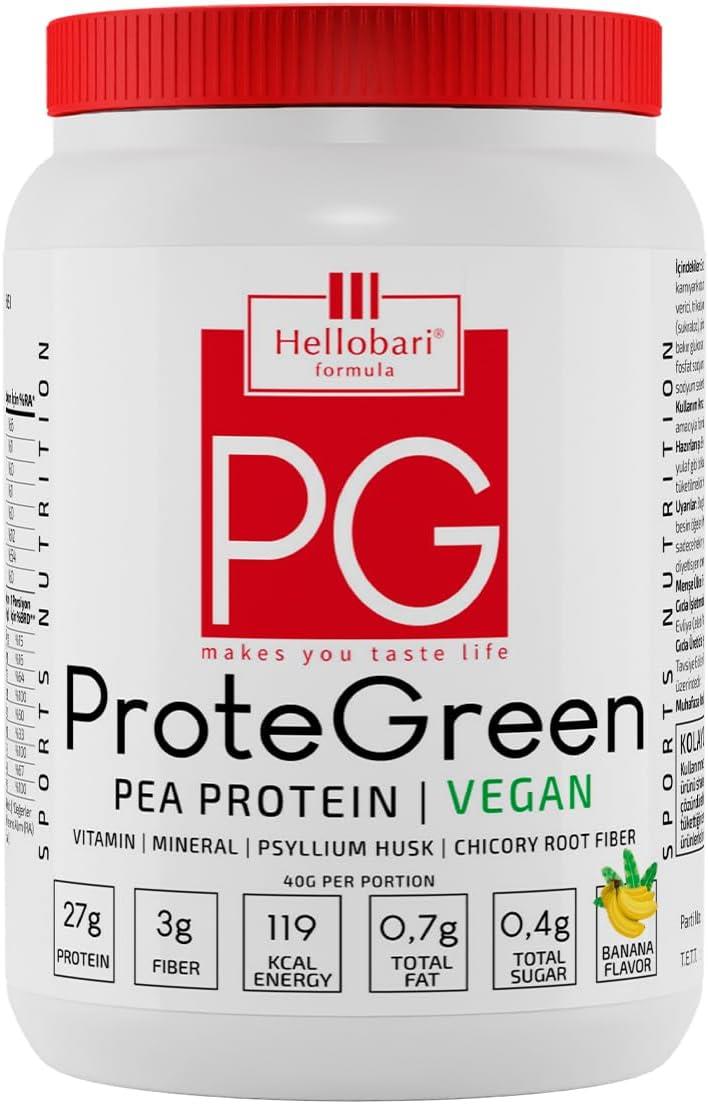Hellobari Formula Protegreen Vegan Bezelye Proteini Vitamin Mineral Muz Aromalı 28 Porsiyon-Hellobari Formula