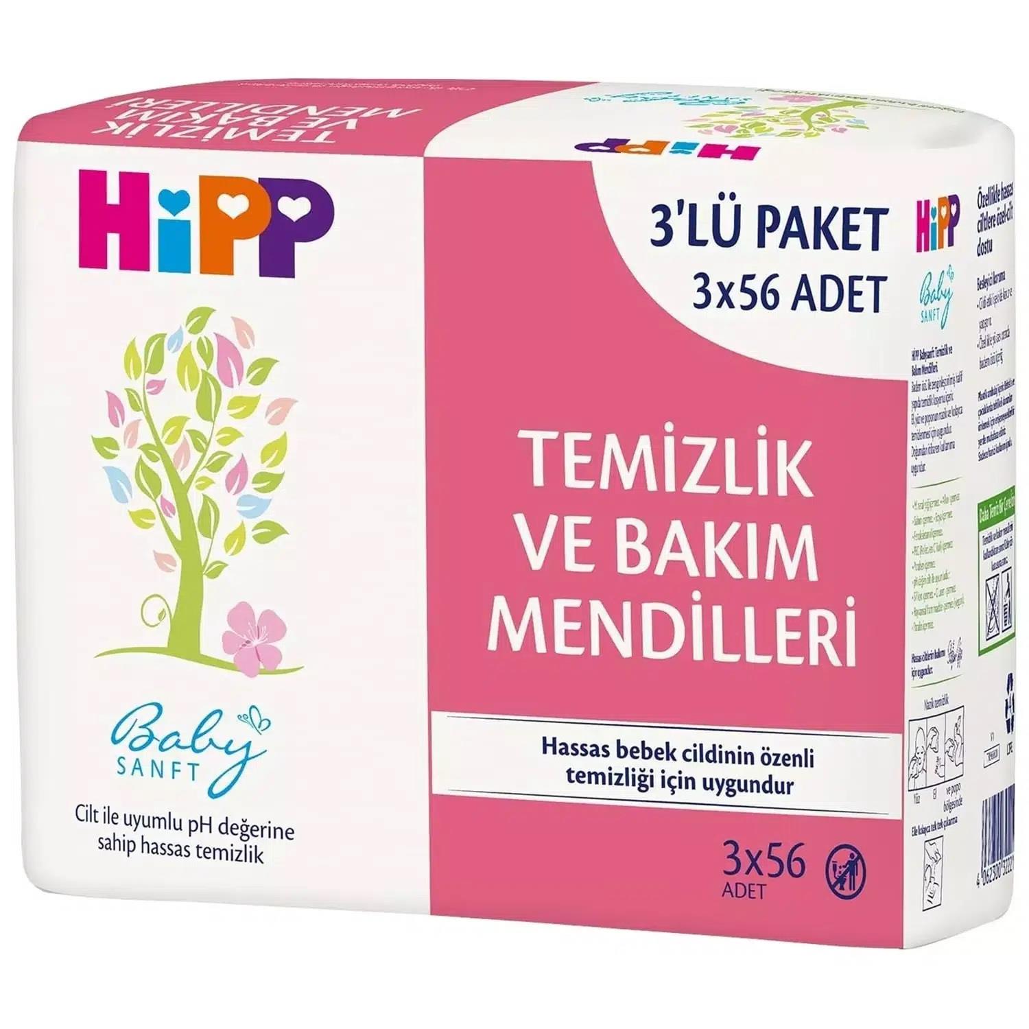 Hipp Babysanft Temizlik ve Bakım Mendili 56'lı - 3'lü Paket-Hipp