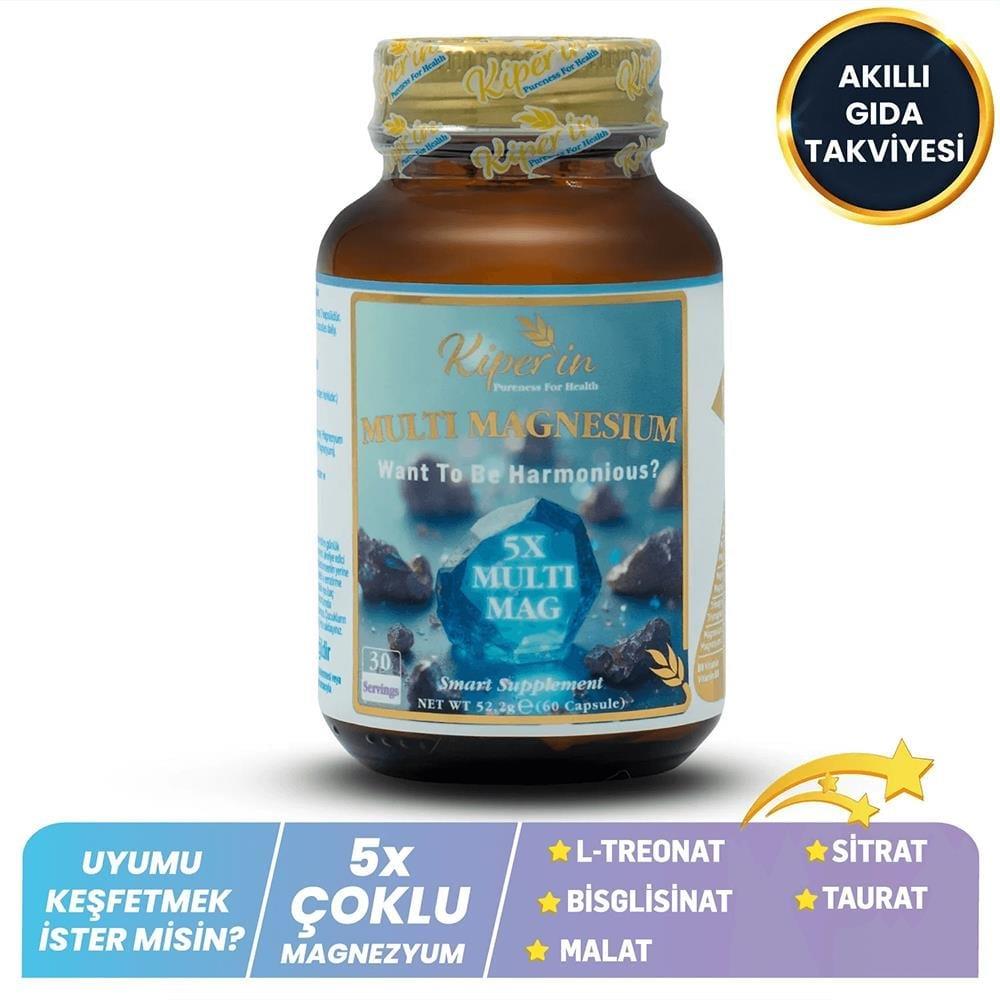 Kiperin 5x Çoklu Magnezyum Taurat Bisglisinat Malat Sitrat L-Treonat Akıllı Gıda Takviyesi 60 Kapsül-Kiperin