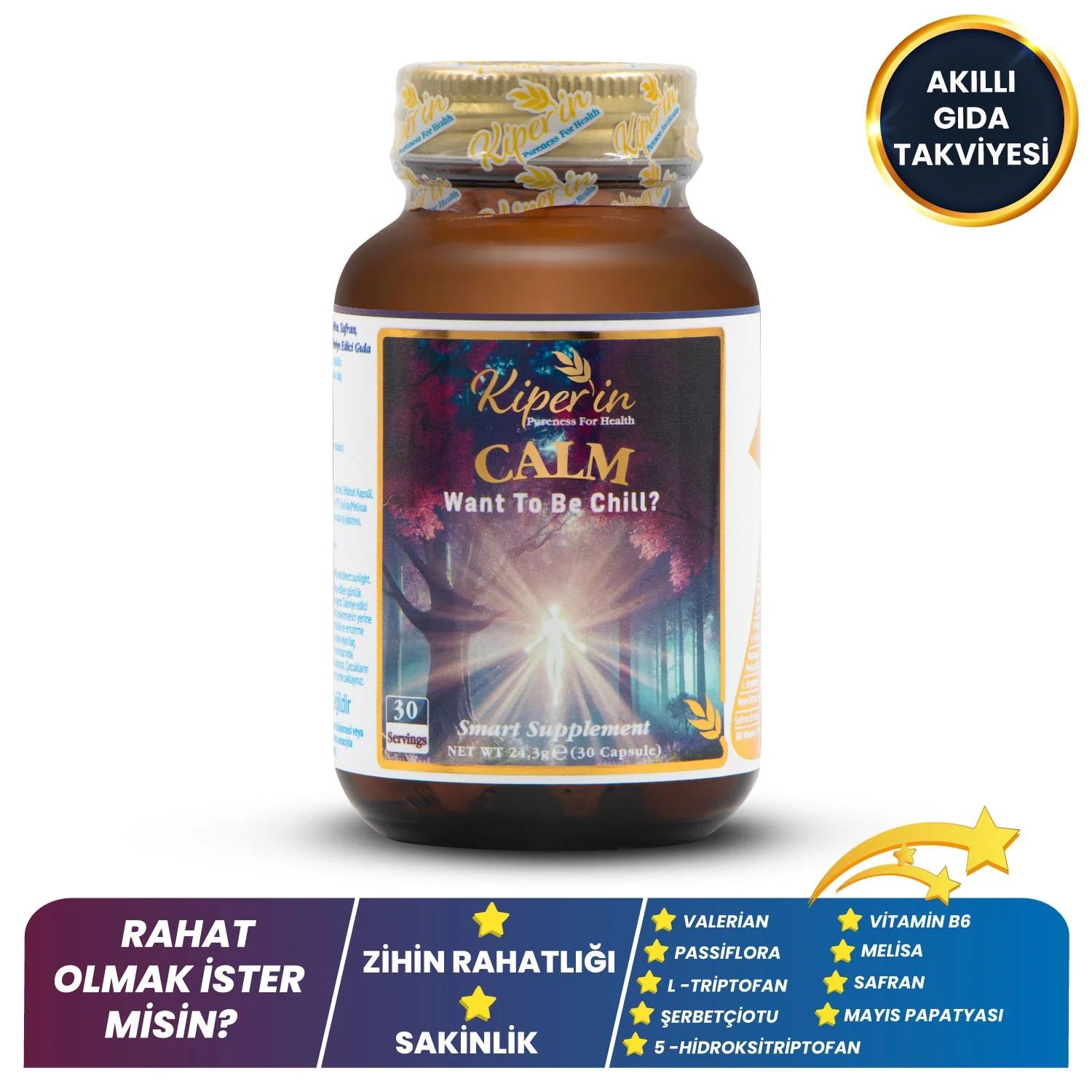 Kiperin Calm Relax Passiflora Safran Valerian HTP vb. İçerikler 30 Günlük Akıllı Gıda Takviyesi-Kiperin