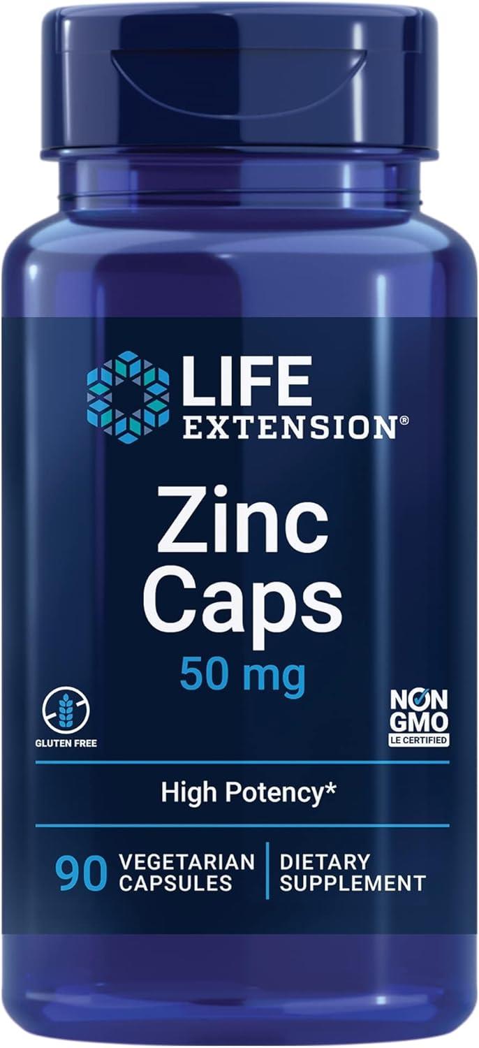 Life Extension Zinc Caps High Potency 50 mg 90 Vegetarian Capsules-Life Extension