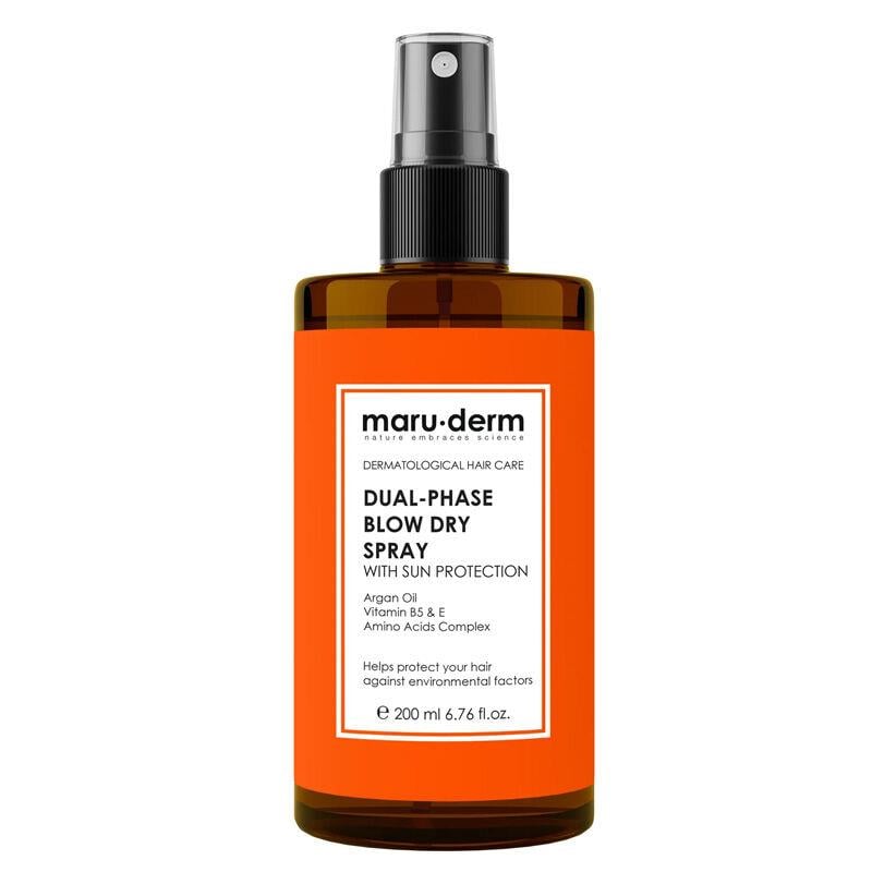 Maruderm Çift Fazlı Isı Koruyucu Güneş Koruyucu Etkili Fön Suyu Tüm Saç Tipleri Vegan 200 ml-Maruderm