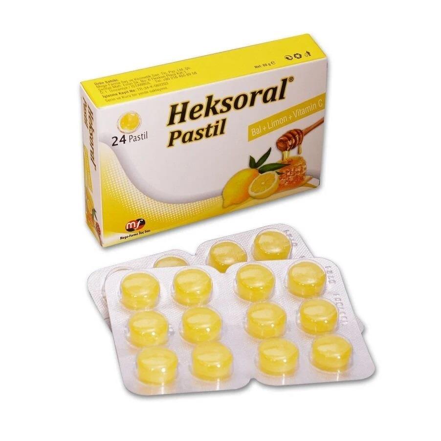 Mega Farma Heksoral Bal Limon Vitamin C 24 Pastil-Mega Farma