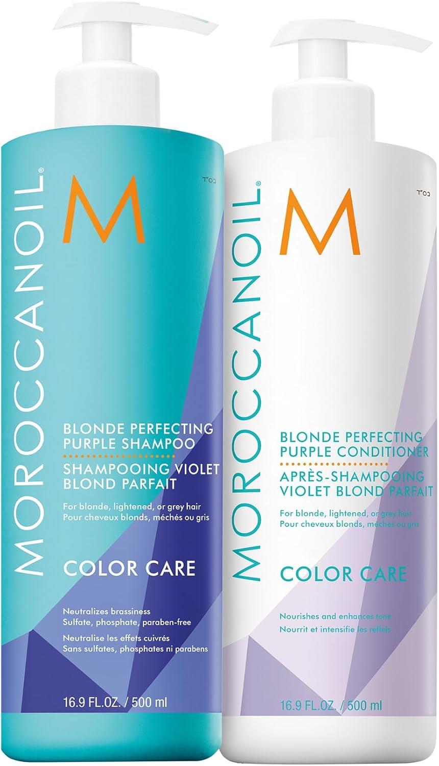 Moroccanoil Duo Blonde Kit Blonde Perfecting Purple Şampuan 500 ml ve Saç Kremi 500 ml - 2'li Set-Moroccanoil