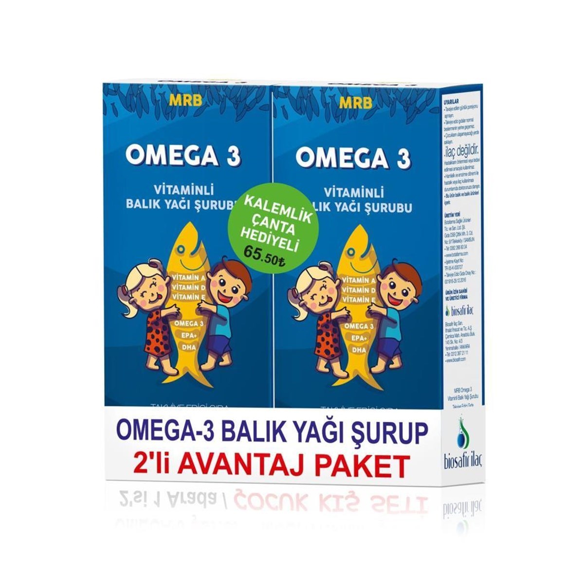 MRB Omega 3 Şurup 100 ml 2'li Avantaj Paketi (Kalemlik Çanta Hediyeli)