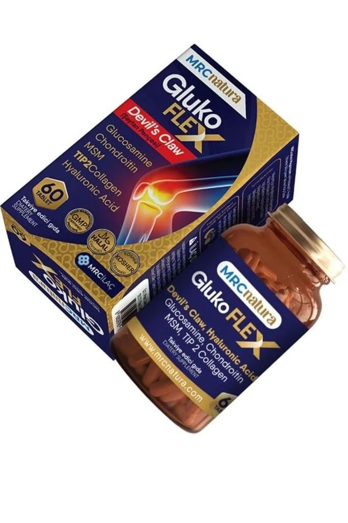 Mrc Natura Glukoflex Ağrı Kesici Glukozamin Chondroitin MSM Tip 2 Kolajen Devil's Claw Hyaluronic Asit 60 Tablet-MRC Natura