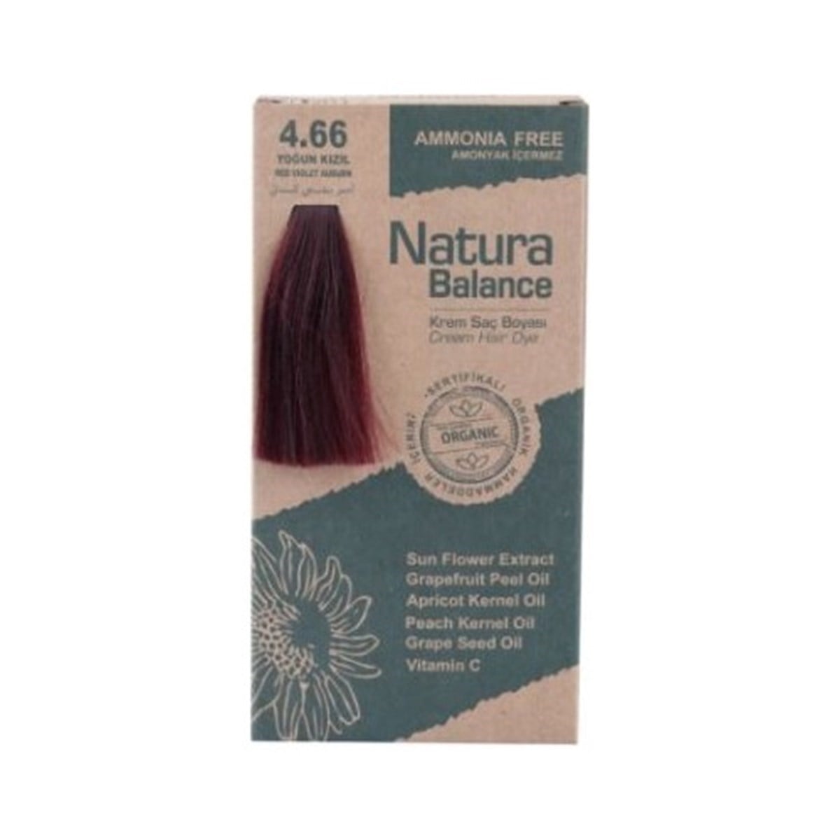 Natura Balance Krem Saç Boyası 4.66 Yoğun Kızıl Organik