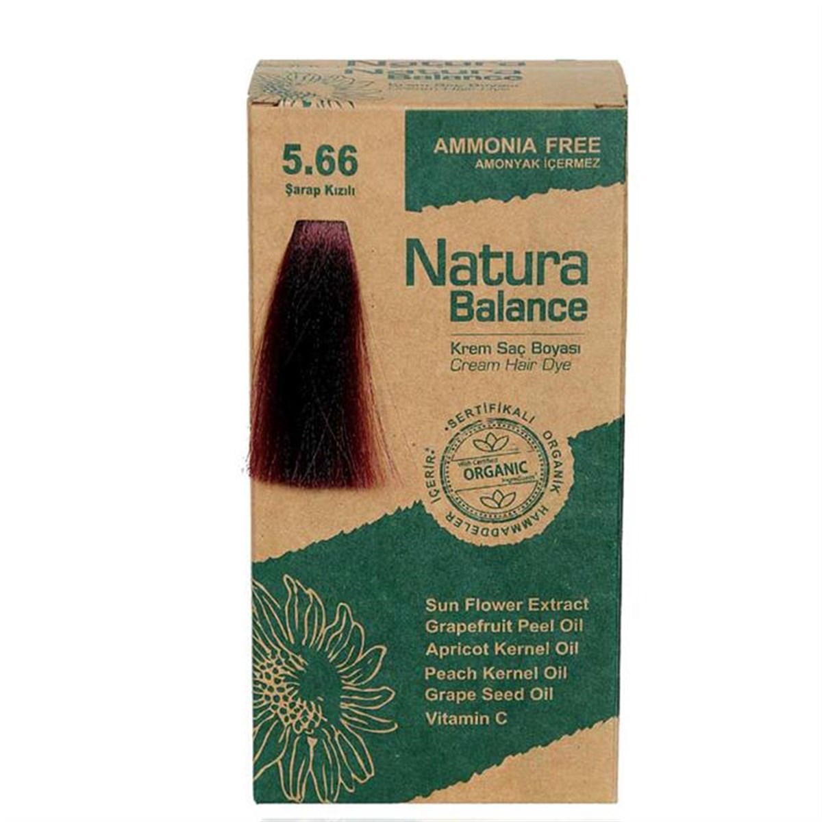 Natura Balance Krem Saç Boyası 5.66 Şarap Kızılı Organik