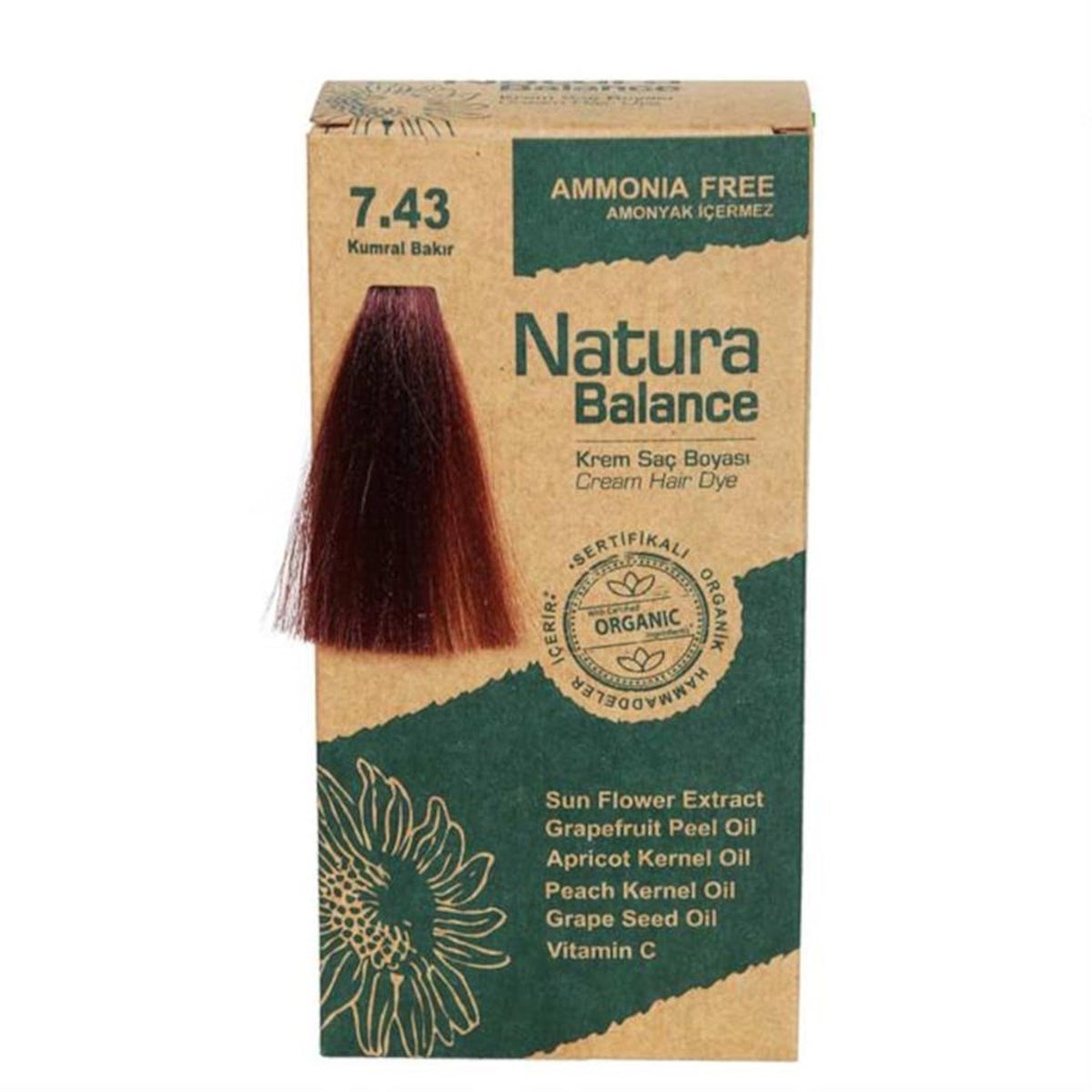 Natura Balance Krem Saç Boyası 7.43 Kumral Bakır Organik
