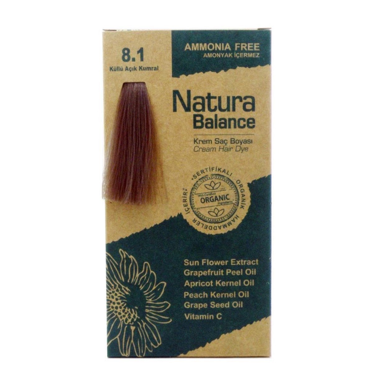 Natura Balance Krem Saç Boyası 8.1 Küllü Açık Kumral Organik