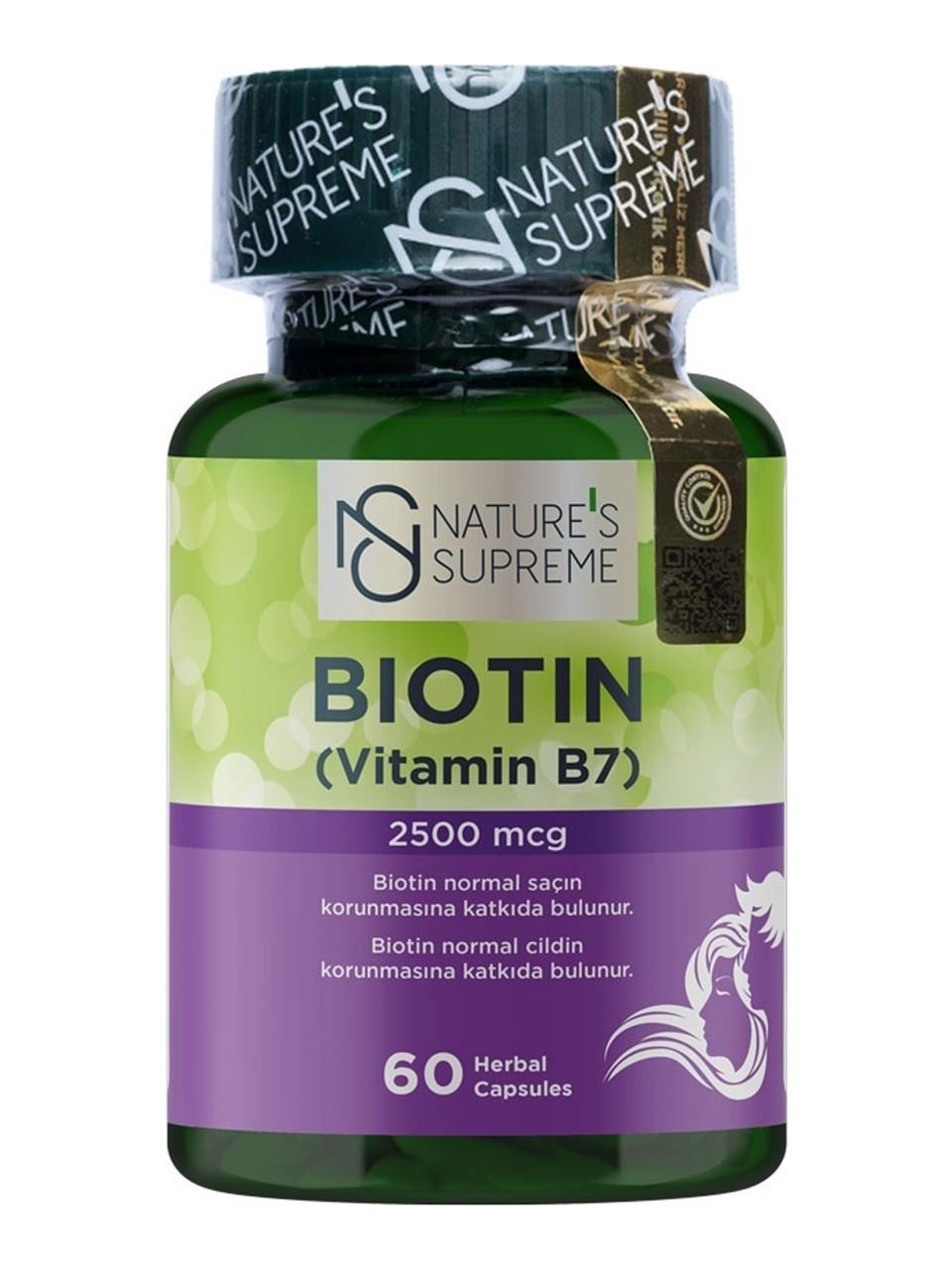 Nature's Supreme Biotin Vitamin B7 60 Kapsül-Nature's Supreme