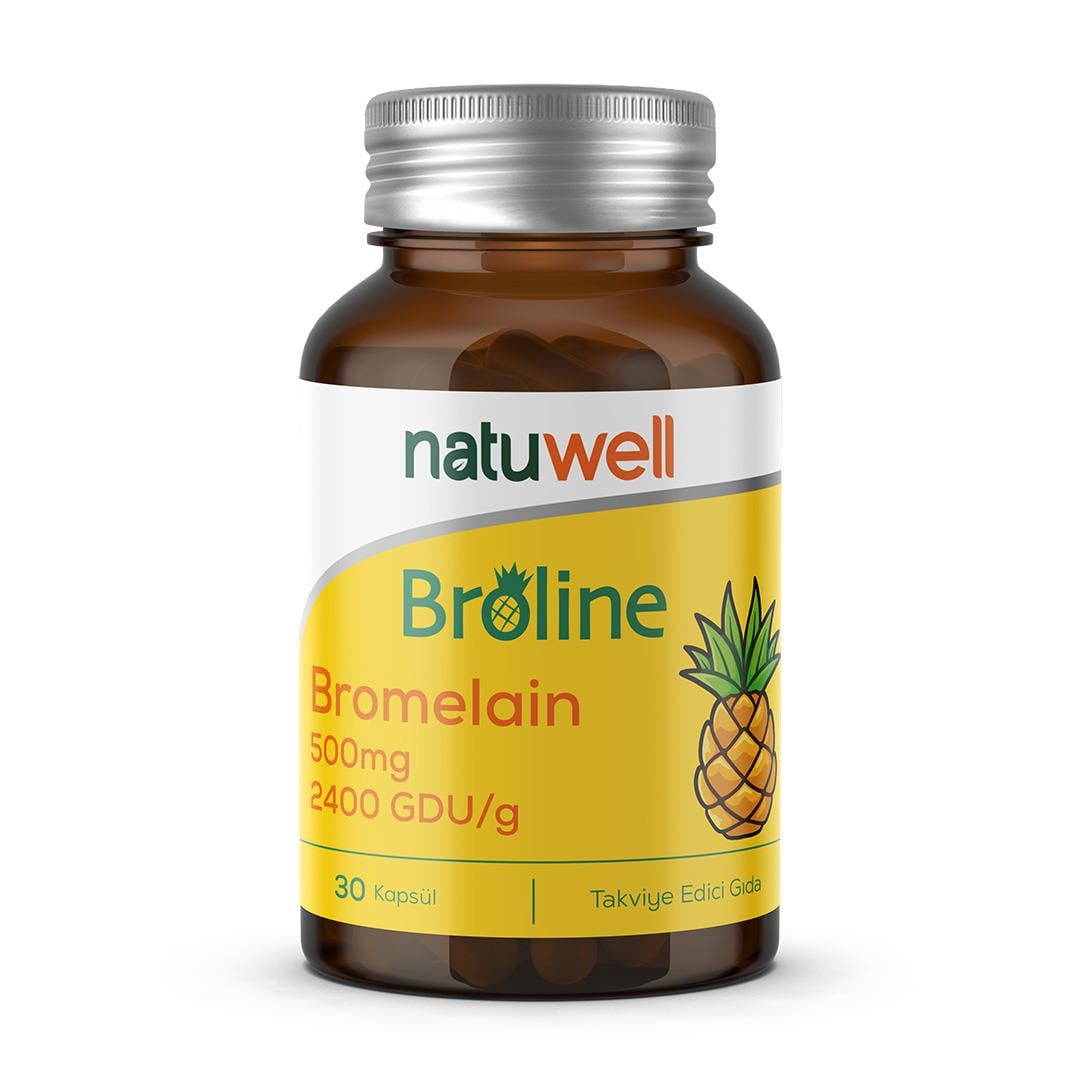 Natuwell Broline Bromelain İçeren Takviye Edici Gıda 500 mg 30 Kapsül-NATUWELL