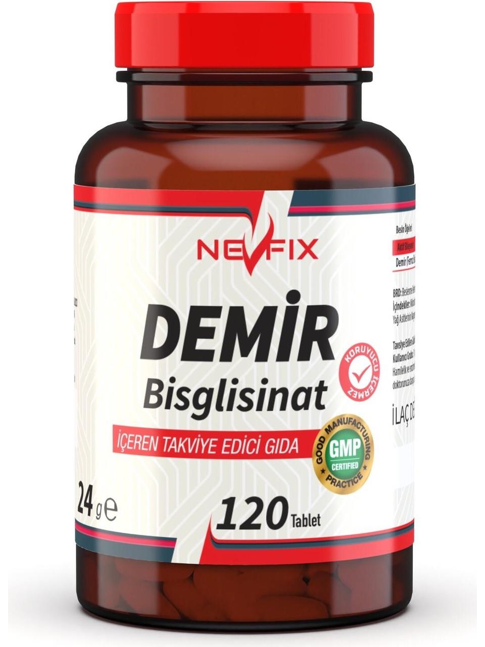 Nevfix Demir Bisglisinat İron Ferroz Bisglisinat 17 mg 120 Tablet-Nevfix