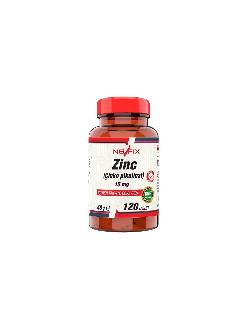 Nevfix Zinc Çinko Pikolinat 15 mg 120 Tablet-Nevfix