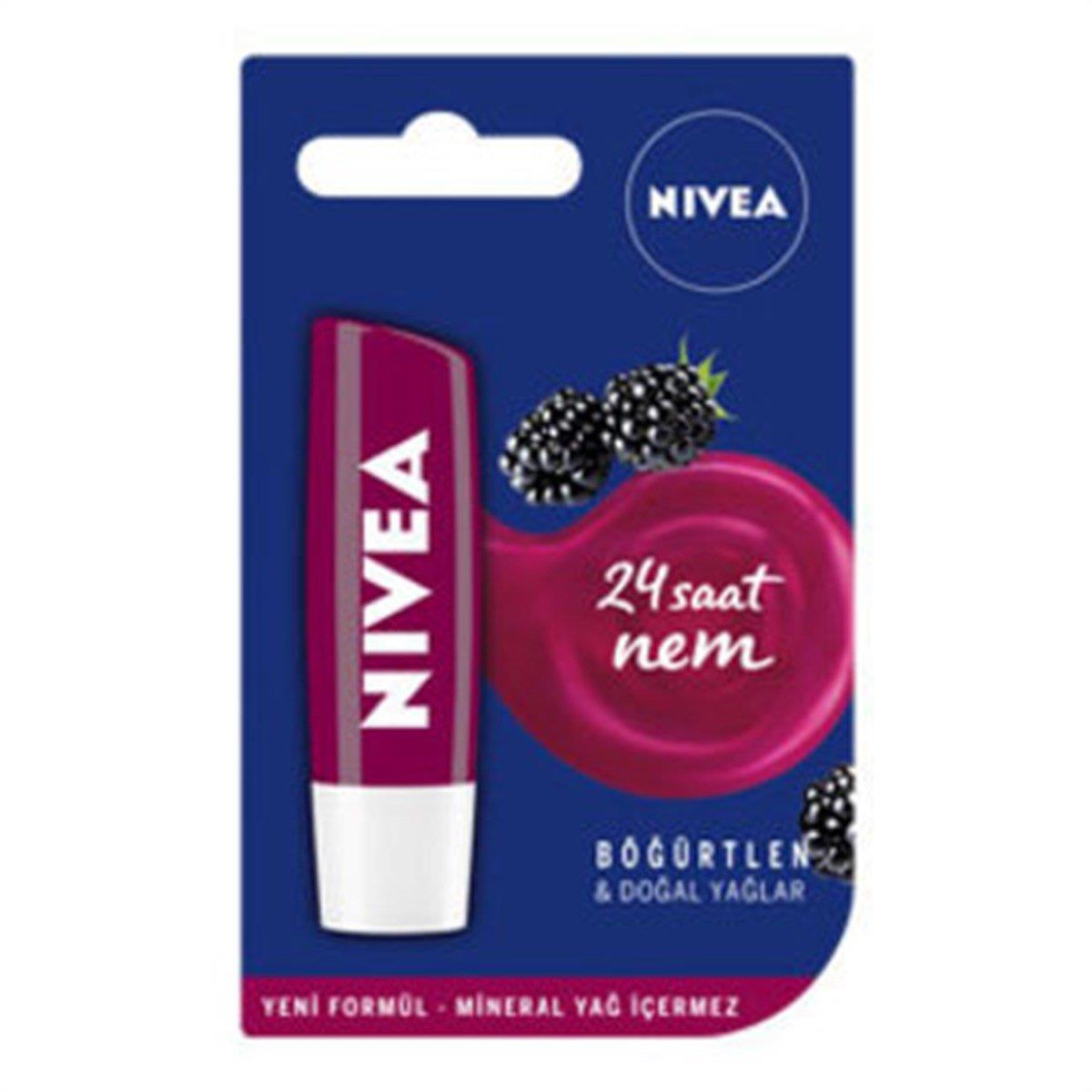 Nivea Lip Stick Böğürtlen 24 Saat Nem-Nivea