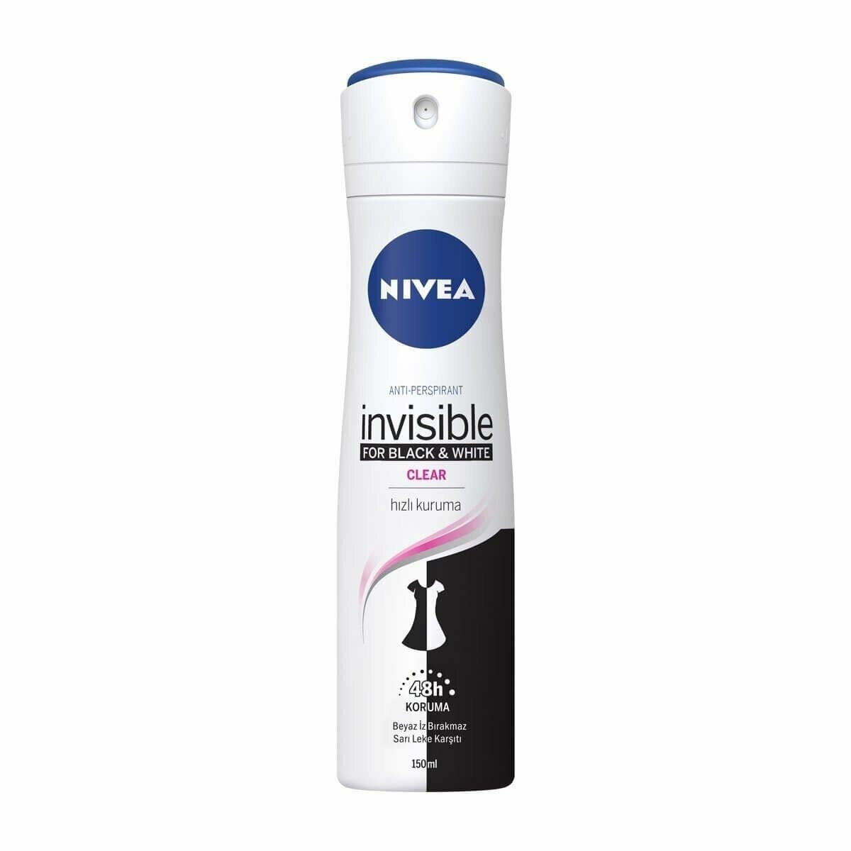 Nivea Sprey Deodorant Invisible for Black & White Clear 150 ml-Nivea