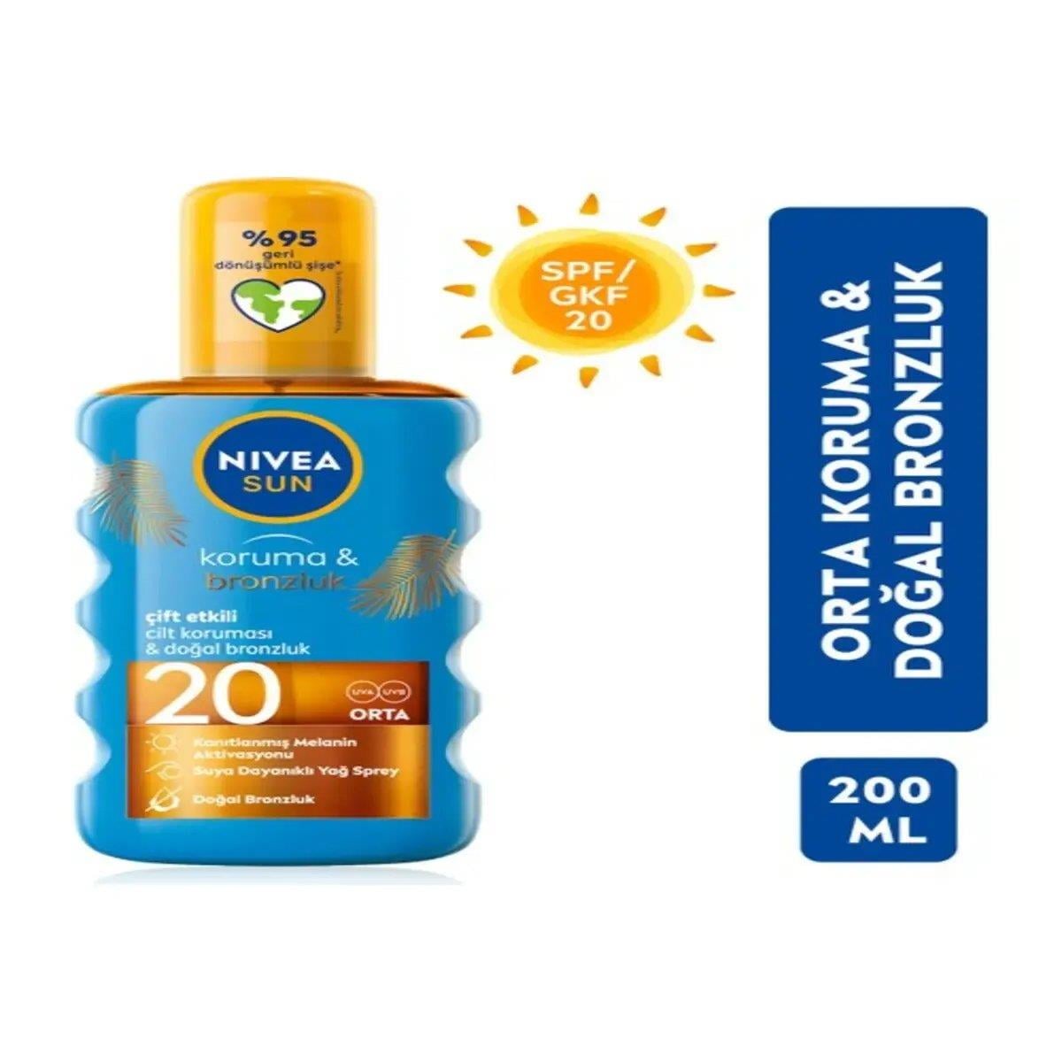 Nivea Sun Güneş Spreyi Koruma & Bronzluk SPF20 200 ml-Nivea