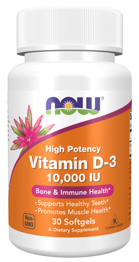 Now Foods High Potency Vitamin D-3 250 mcg 10,000 IU 120 Softgels-NOW FOODS