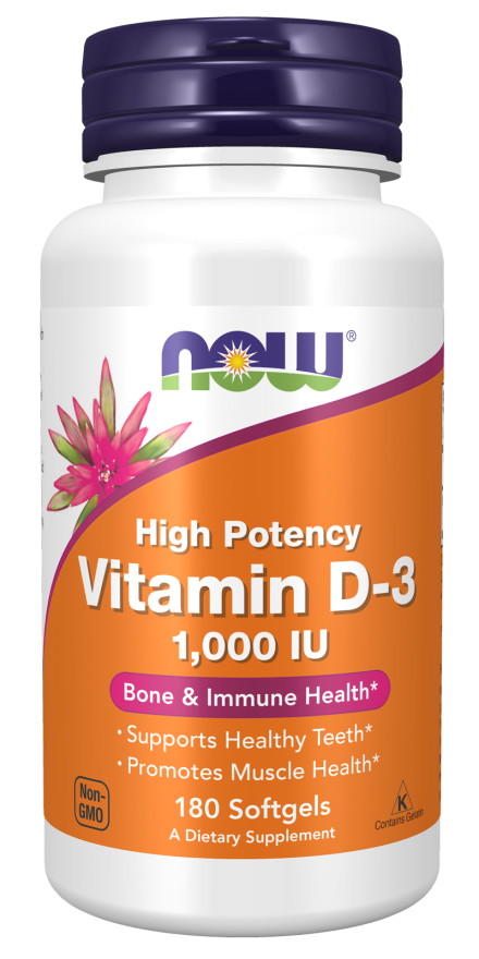 Now Foods Vitamin D3 1.000 IU 180 Softgels-NOW FOODS